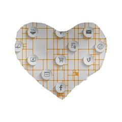 Icon Media Social Network Standard 16  Premium Flano Heart Shape Cushions by Amaryn4rt