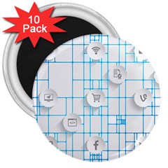 Icon Media Social Network 3  Magnets (10 Pack)  by Amaryn4rt