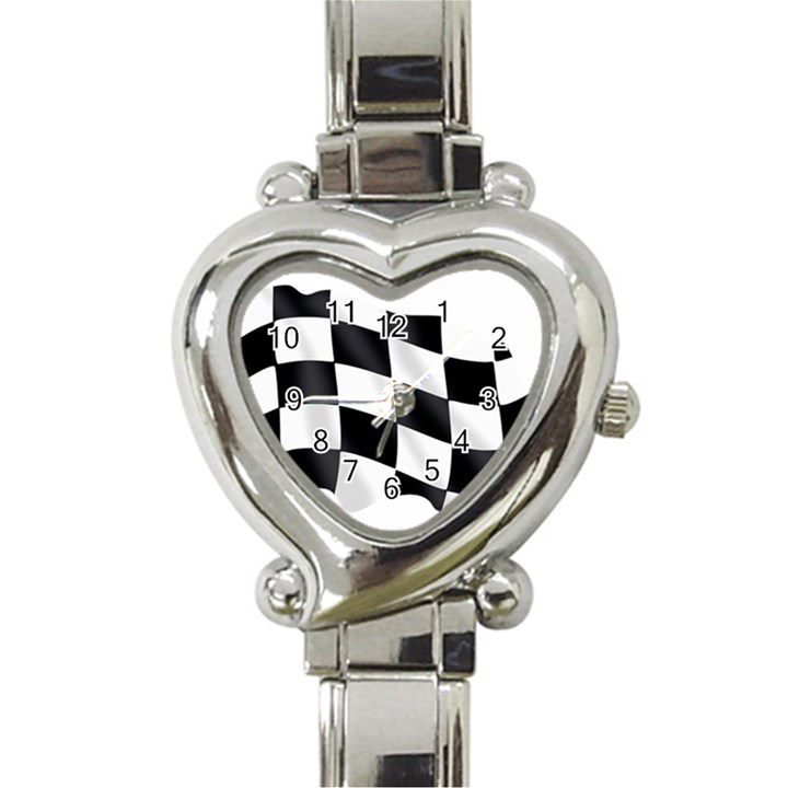 Flag Chess Corse Race Auto Road Heart Italian Charm Watch