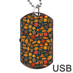 Pattern Background Ethnic Tribal Dog Tag Usb Flash (one Side) by Amaryn4rt