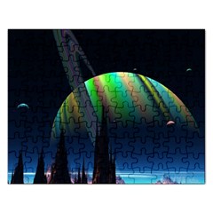 Planets In Space Stars Rectangular Jigsaw Puzzl by Amaryn4rt