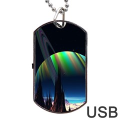 Planets In Space Stars Dog Tag Usb Flash (one Side) by Amaryn4rt