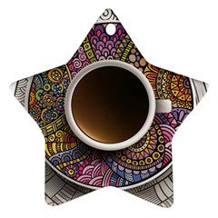 Ethnic Pattern Ornaments And Coffee Cups Vector Star Ornament (two Sides) by Amaryn4rt