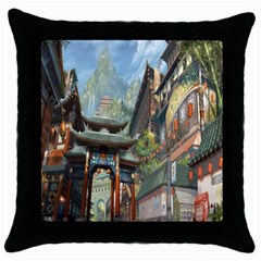 Japanese Art Painting Fantasy Throw Pillow Case (black) by Amaryn4rt