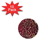 Crewel Fabric Tree Of Life Maroon 1  Mini Buttons (10 Pack)  by Amaryn4rt