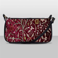 Crewel Fabric Tree Of Life Maroon Shoulder Clutch Bags by Amaryn4rt