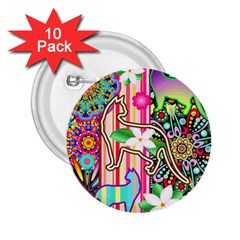 Mandalas, Cats And Flowers Fantasy Digital Patchwork 2 25  Buttons (10 Pack)  by BluedarkArt