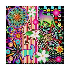 Mandalas, Cats And Flowers Fantasy Digital Patchwork Face Towel by BluedarkArt