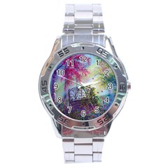 Bench In Spring Forest Stainless Steel Analogue Watch by Amaryn4rt