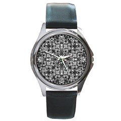 Modern Oriental Pattern Round Metal Watch by dflcprints