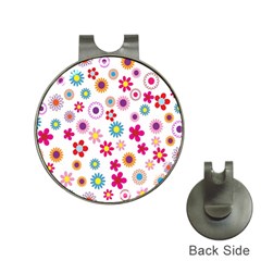 Colorful Floral Flowers Pattern Hat Clips With Golf Markers by Simbadda