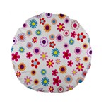 Colorful Floral Flowers Pattern Standard 15  Premium Flano Round Cushions Front