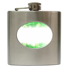 Green Floral Stripe Background Hip Flask (6 Oz) by Simbadda