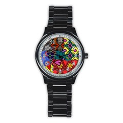 Patchwork Collage Stainless Steel Round Watch by Simbadda