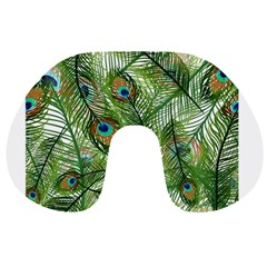 Peacock Feathers Pattern Travel Neck Pillows by Simbadda