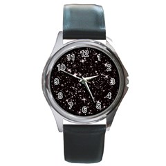 Black Stars Round Metal Watch by boho