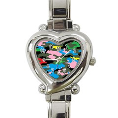 Rainbow Camouflage Heart Italian Charm Watch by boho