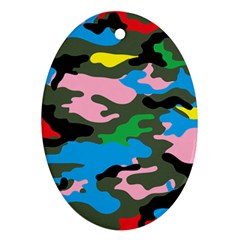 Rainbow Camouflage Oval Ornament (two Sides) by boho