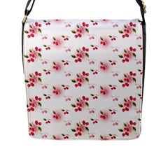 Vintage Cherry Flap Messenger Bag (l)  by boho