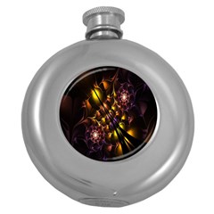 Art Design Image Oily Spirals Texture Round Hip Flask (5 Oz) by Simbadda