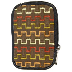 Fabric Texture Vintage Retro 70s Zig Zag Pattern Compact Camera Cases by Simbadda