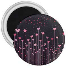 Pink Hearts On Black Background 3  Magnets by TastefulDesigns