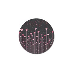 Pink Hearts On Black Background Golf Ball Marker (10 Pack) by TastefulDesigns