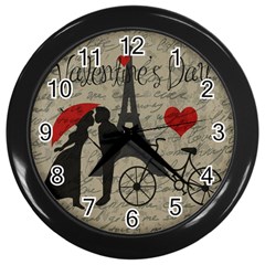 Love Letter - Paris Wall Clocks (black) by Valentinaart