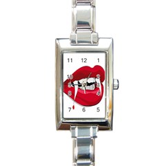 Mouth Jaw Teeth Vampire Blood Rectangle Italian Charm Watch by Simbadda