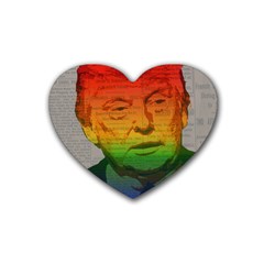 Rainbow Trump  Rubber Coaster (heart)  by Valentinaart