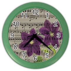 Vintage Purple Flowers Color Wall Clocks by Valentinaart