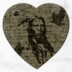 Indian Chief Jigsaw Puzzle (heart) by Valentinaart