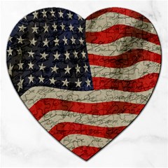 Vintage American Flag Jigsaw Puzzle (heart) by Valentinaart