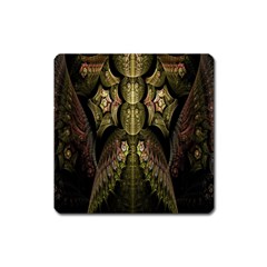 Fractal Abstract Patterns Gold Square Magnet by Simbadda