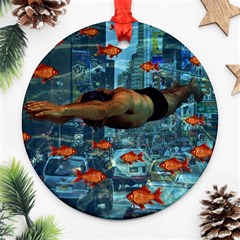 Urban Swimmers   Round Ornament (two Sides) by Valentinaart