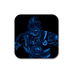 Warrior - Blue Rubber Coaster (square)  by Valentinaart