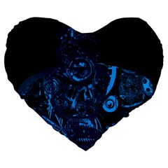 Warrior - Blue Large 19  Premium Heart Shape Cushions by Valentinaart