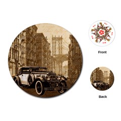 Vintage Old Car Playing Cards (round)  by Valentinaart