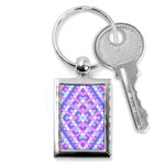 Geometric Gingham Merged Retro Pattern Key Chains (Rectangle)  Front