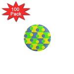 Abric Cotton Bright Blue Lime 1  Mini Magnets (100 pack)  Front