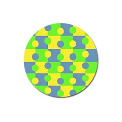 Abric Cotton Bright Blue Lime Magnet 3  (round) by Simbadda