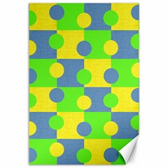 Abric Cotton Bright Blue Lime Canvas 12  X 18   by Simbadda