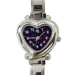 Retro Flower Pattern Design Batik Heart Italian Charm Watch Front