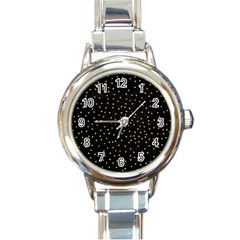 Grunge Retro Pattern Black Triangles Round Italian Charm Watch by Simbadda