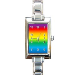 Rainbow Background Colourful Rectangle Italian Charm Watch by Simbadda