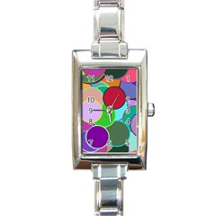 Dots Circles Colorful Unique Rectangle Italian Charm Watch by Simbadda