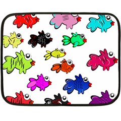 Fishes Marine Life Swimming Water Double Sided Fleece Blanket (mini)  by Simbadda