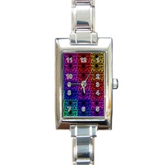 Rainbow Grid Form Abstract Rectangle Italian Charm Watch by Simbadda