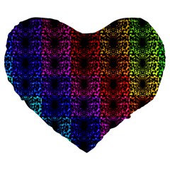 Rainbow Grid Form Abstract Large 19  Premium Heart Shape Cushions by Simbadda