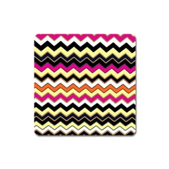 Colorful Chevron Pattern Stripes Pattern Square Magnet by Simbadda